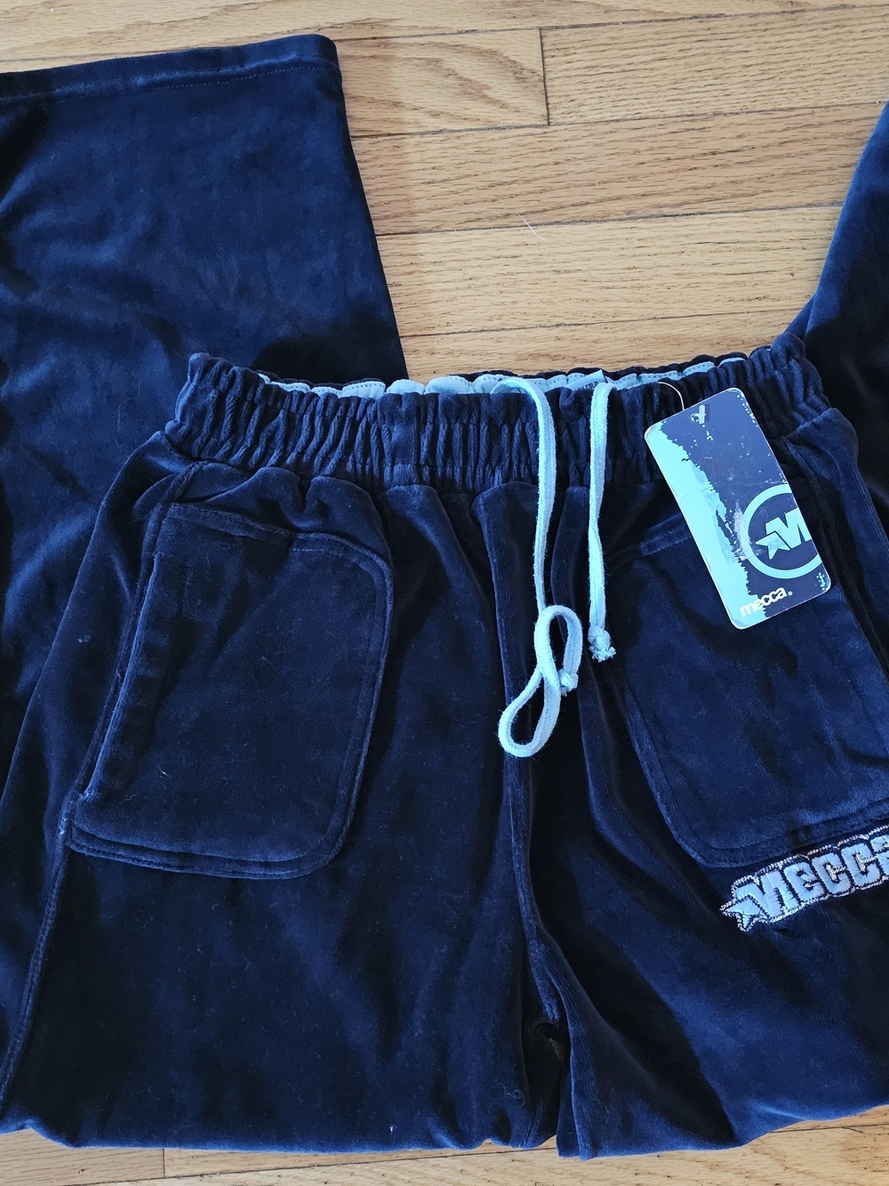 Mecca Sweatpants Velour Navy Stretch Waist Sz L